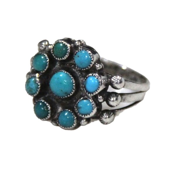 NATIVE AMERICAN STERLING & TURQUOISE RING SZ 6 - Picture 3 of 4